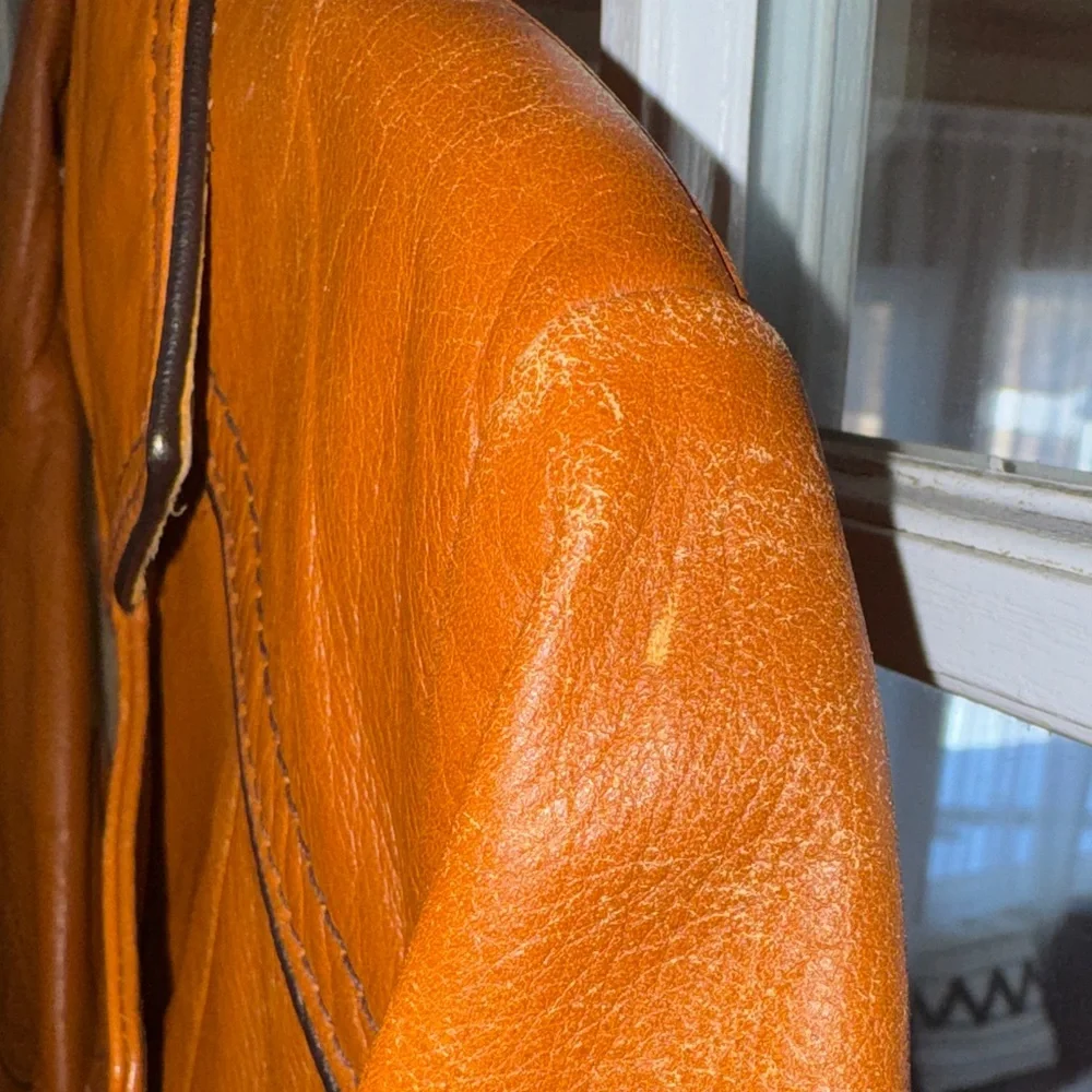 Vintage Brown Womens Leather Jacket with Belt & Removable Faux Fur Vest Small - Picture 5 of 16